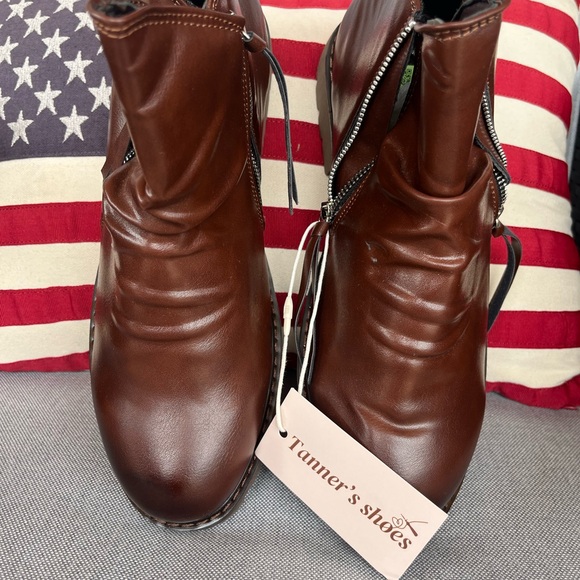 Tanner’s Shoes Brown Leather Boots Men’s 275(10)Double Zipper - Picture 5 of 8